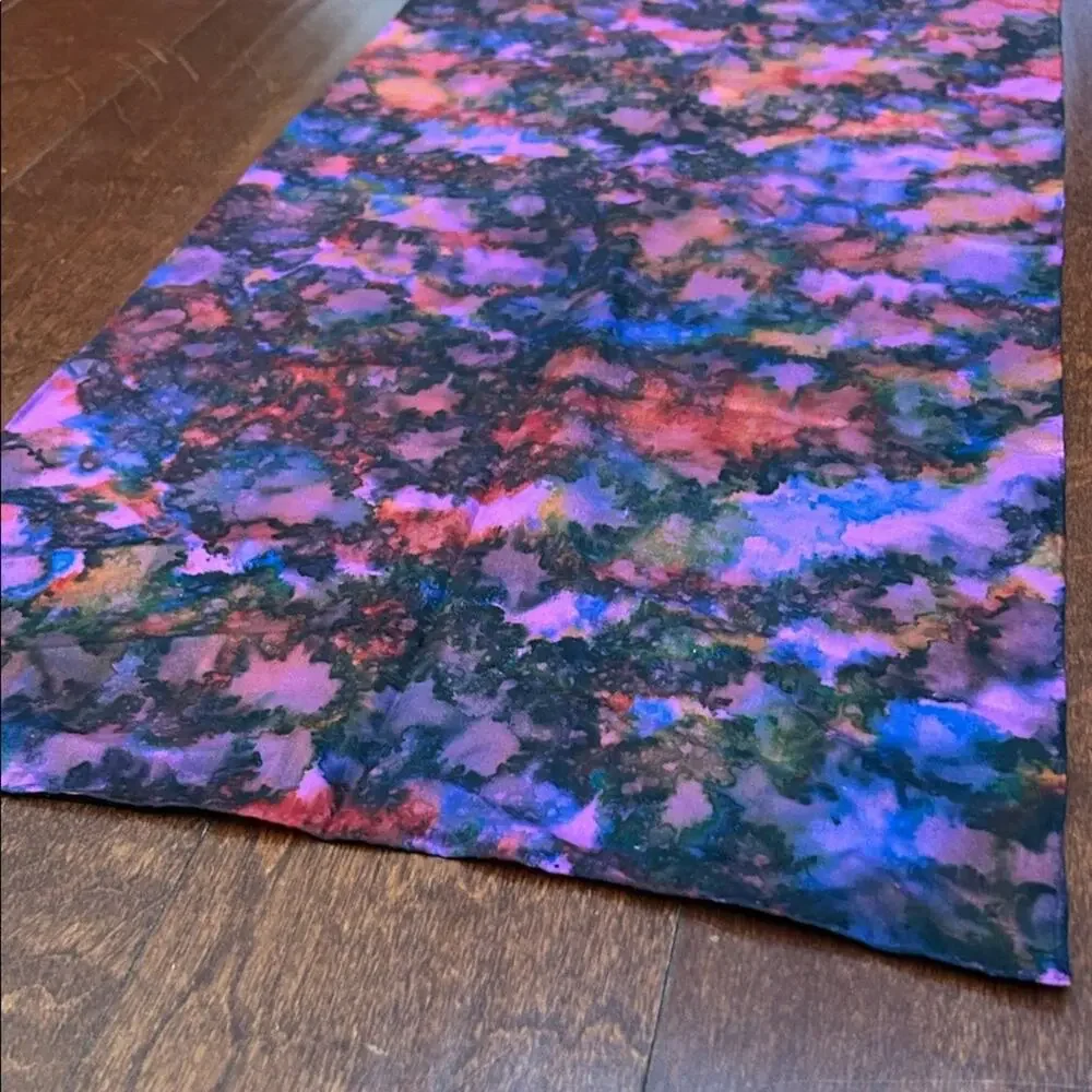 Whimsigoth Vibrant Multicolor Abstract Silk Scarf in Deep Purple Tones